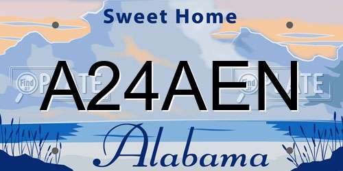 A24AEN Alabama License Plate