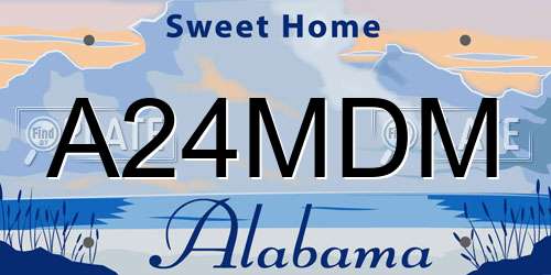A24MDM Alabama License Plate
