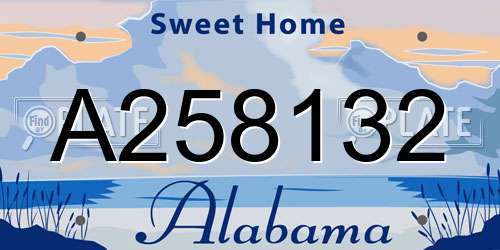A258132 Alabama License Plate
