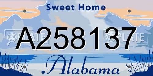 A258137 Alabama License Plate