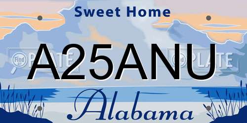 A25ANU Alabama License Plate