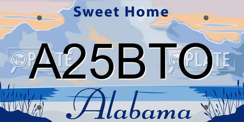 A25BTO Alabama License Plate
