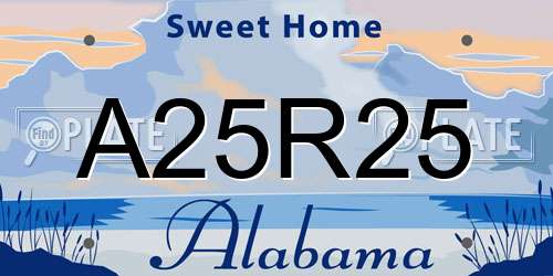 A25R25 Alabama License Plate