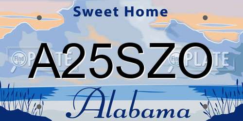 A25SZO Alabama License Plate