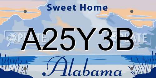 A25Y3B Alabama License Plate