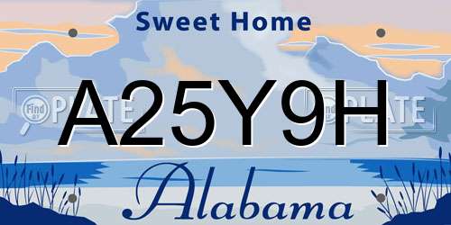 A25Y9H Alabama License Plate