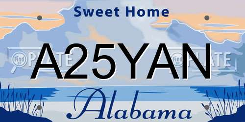 A25YAN Alabama License Plate