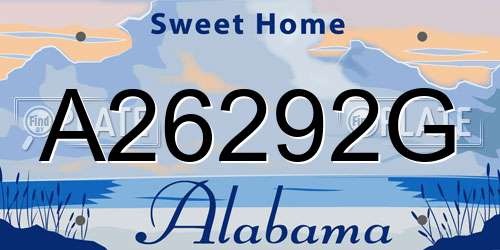 A26292G Alabama License Plate