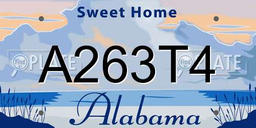 A263T4 Alabama License Plate