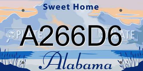 A266D6 Alabama License Plate
