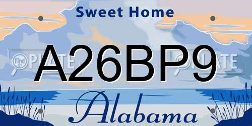 A26BP9 Alabama License Plate