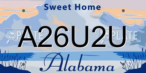 A26U2U Alabama License Plate