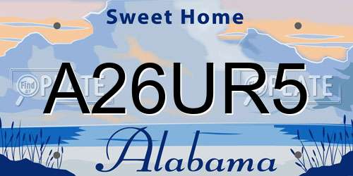 A26UR5 Alabama License Plate