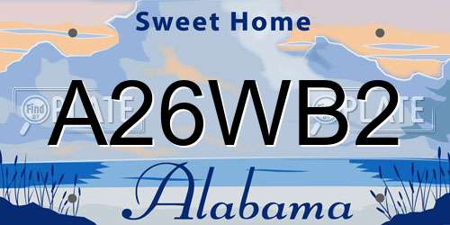 A26WB2 Alabama License Plate