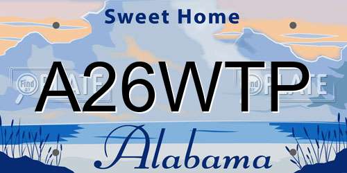 A26WTP Alabama License Plate
