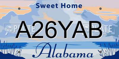 A26YAB Alabama License Plate