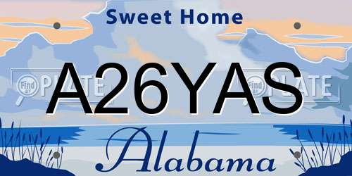 A26YAS Alabama License Plate