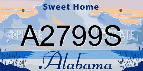 A2799S Alabama License Plate