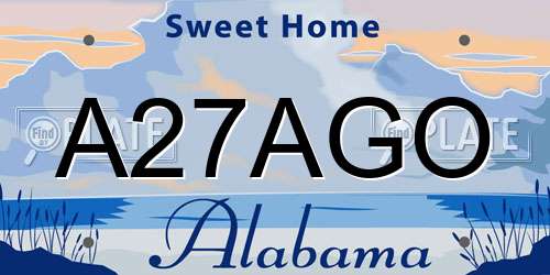 A27AGO Alabama License Plate