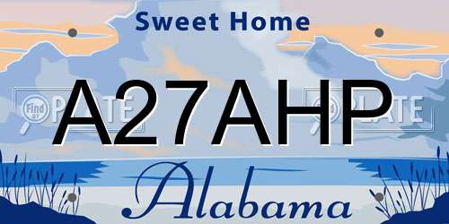 A27AHP Alabama License Plate