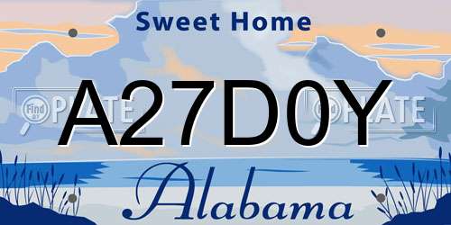 A27D0Y Alabama License Plate