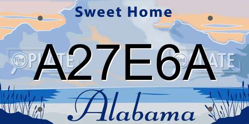 A27E6A Alabama License Plate