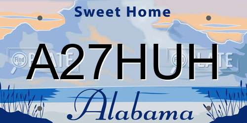 A27HUH Alabama License Plate