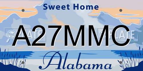 A27MMC Alabama License Plate