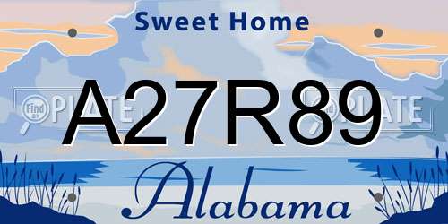 A27R89 Alabama License Plate