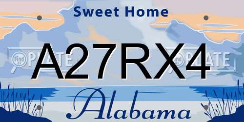 A27RX4 Alabama License Plate