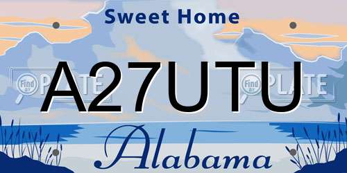 A27UTU Alabama License Plate