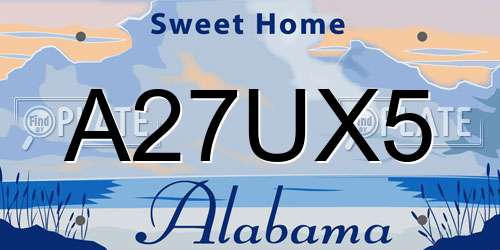 A27UX5 Alabama License Plate