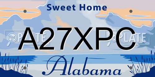 A27XPC Alabama License Plate