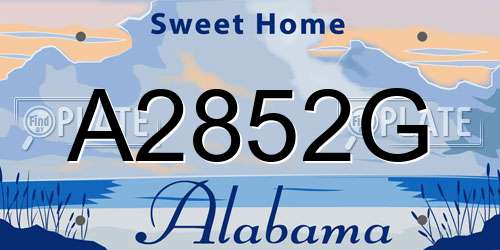 A2852G Alabama License Plate