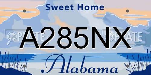 A285NX Alabama License Plate