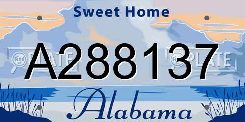 A288137 Alabama License Plate