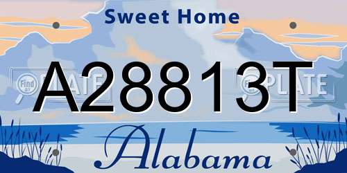 A28813T Alabama License Plate