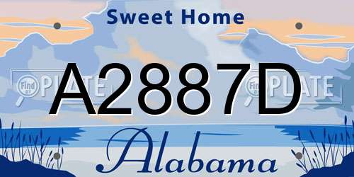 A2887D Alabama License Plate