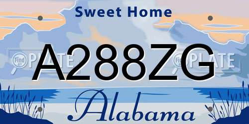 A288ZG Alabama License Plate