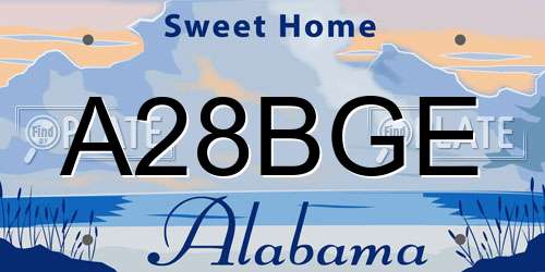 A28BGE Alabama License Plate