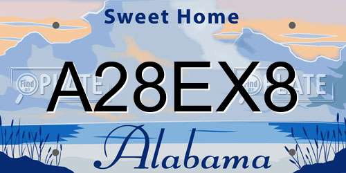 A28EX8 Alabama License Plate