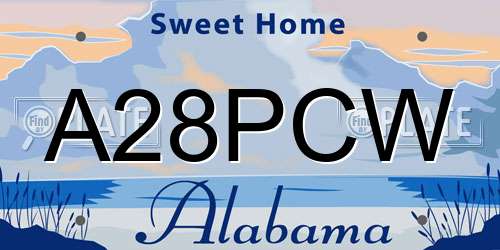 A28PCW Alabama License Plate