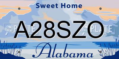 A28SZO Alabama License Plate