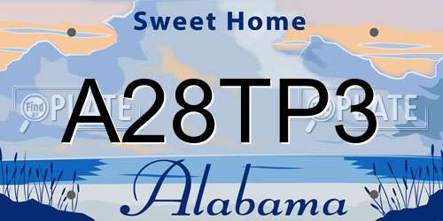 A28TP3 Alabama License Plate