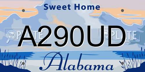 A290UD Alabama License Plate