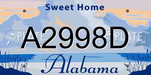 A2998D Alabama License Plate