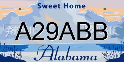 A29ABB Alabama License Plate