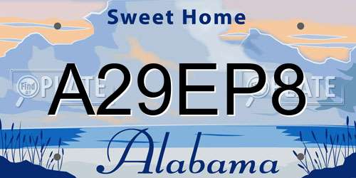 A29EP8 Alabama License Plate
