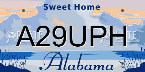 A29UPH Alabama License Plate
