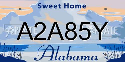A2A85Y Alabama License Plate